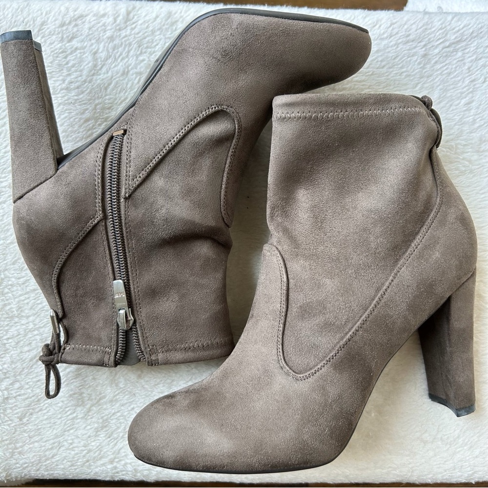 Marc Fisher Tan Heeled Boots with Side Zipper